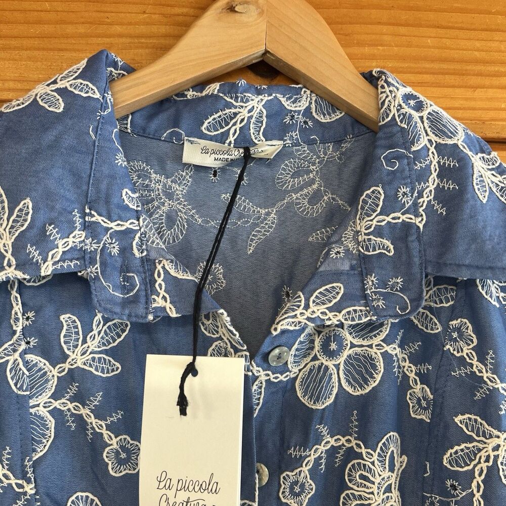 LA PICCOLA CREATIVA Made In Italy Short Sleeve Embroidered Maxi Dress SZ XL NWT - Picture 3 of 5